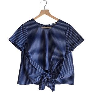 Lush Blue Stripe Tie Front Blouse LIKE NEW!